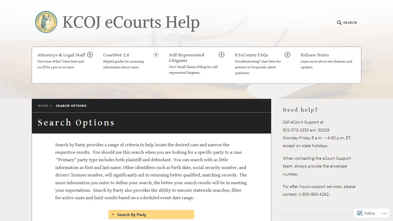 Search Options - ehelp.kycourts.net